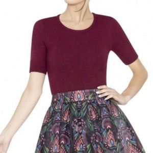 Alice & Olivia Burgundy Cropped Sweater
